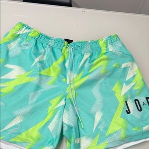 J.O.A. Electric Green and Aqua Men's Athletic Shorts